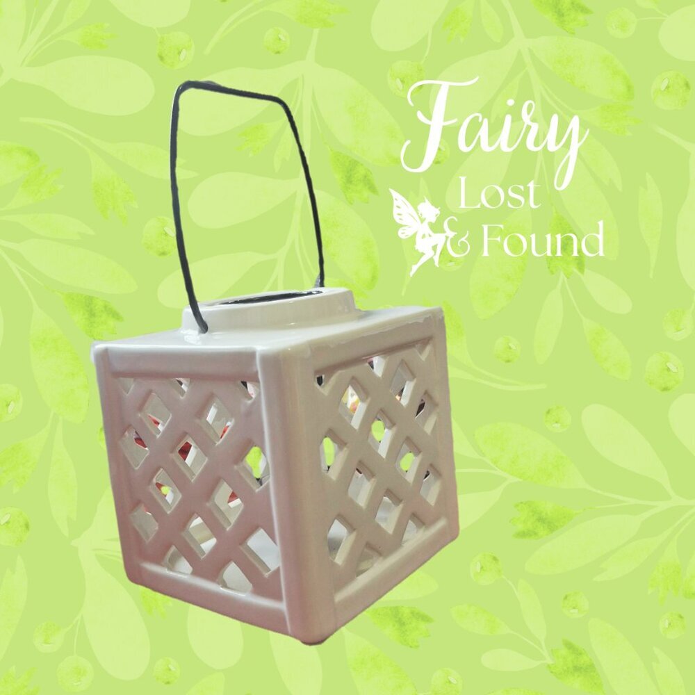 White Tea Light Ceramic Lantern
